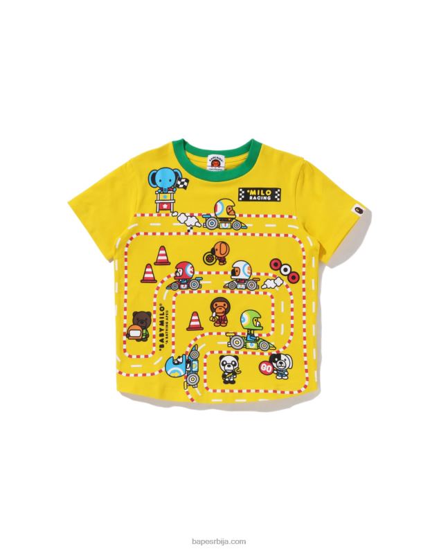 жута клинци A Bathing Ape баби мило рацинг мајица са великим панелом J42801624
