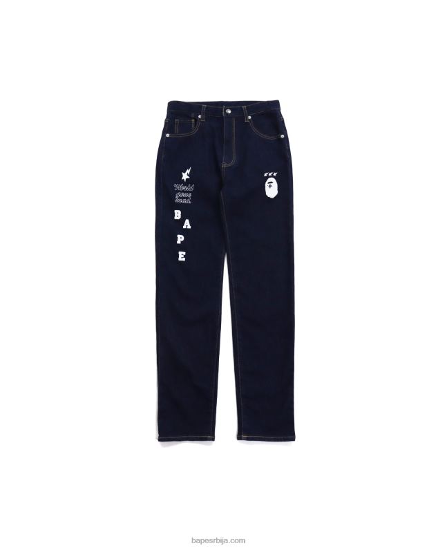 Морнарско плаво клинци A Bathing Ape трапер панталоне са више принтова J42801761