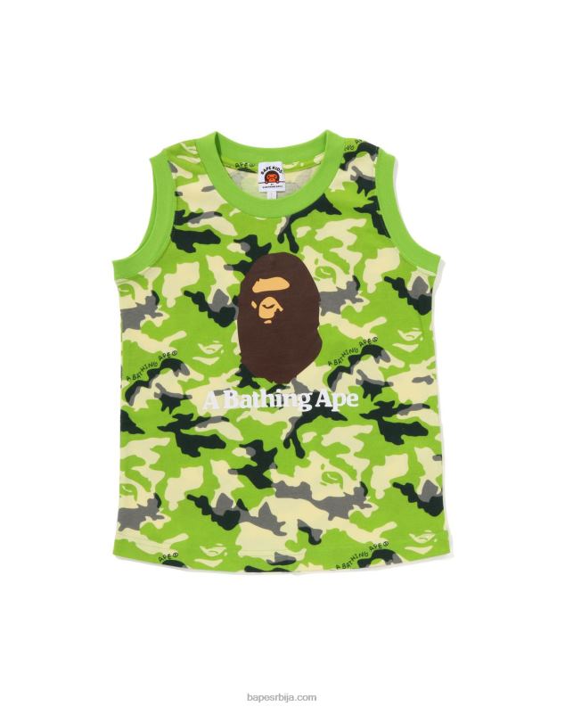 светло зелена клинци A Bathing Ape воодланд цамо мајица без рукава J42801366