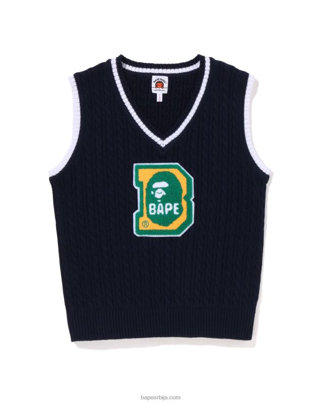 Морнарско плаво клинци A Bathing Ape глава б патцх кабл плетени прслук мл J42801437