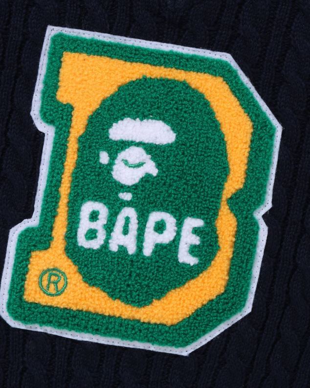 Морнарско плаво клинци A Bathing Ape глава б патцх кабл плетени прслук мл J42801437