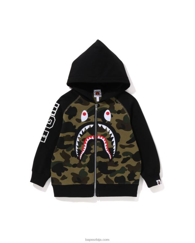 Војничко зелена клинци A Bathing Ape 1. цамо капуљача са патцх патентним затварачем J42801499