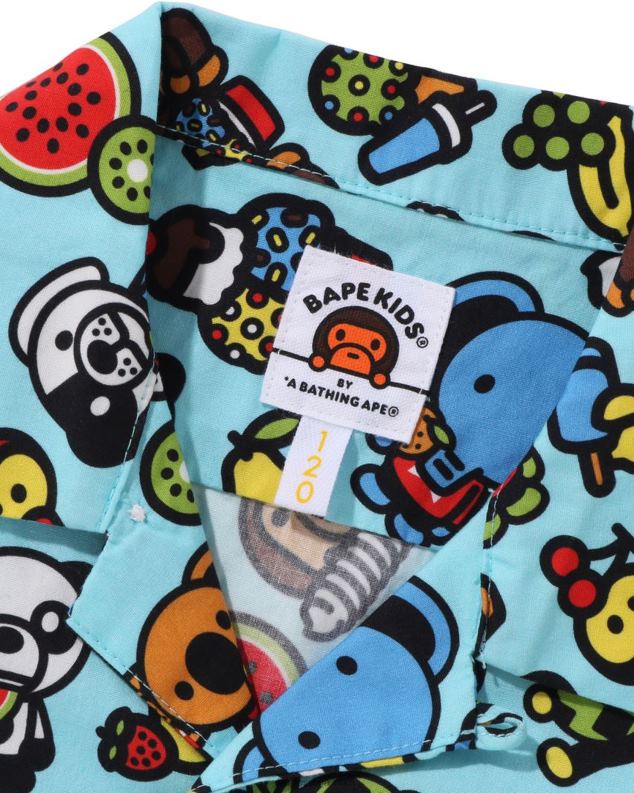 светло плава клинци A Bathing Ape баби мило кошуља од мешаног воћа са отвореном крагном J42801329