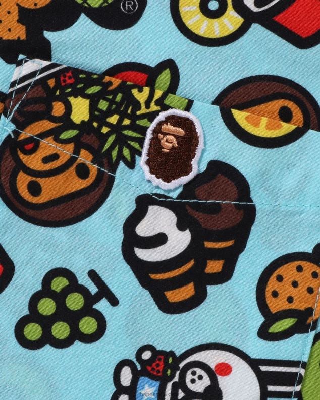 светло плава клинци A Bathing Ape баби мило кошуља од мешаног воћа са отвореном крагном J42801329
