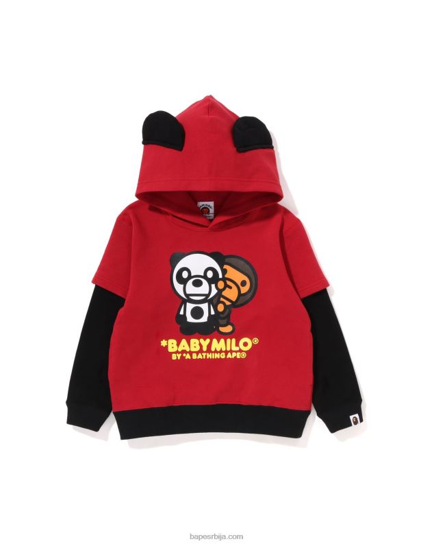јарко црвена клинци A Bathing Ape беба мило панда слојевита пуловер дуксерица J42801460