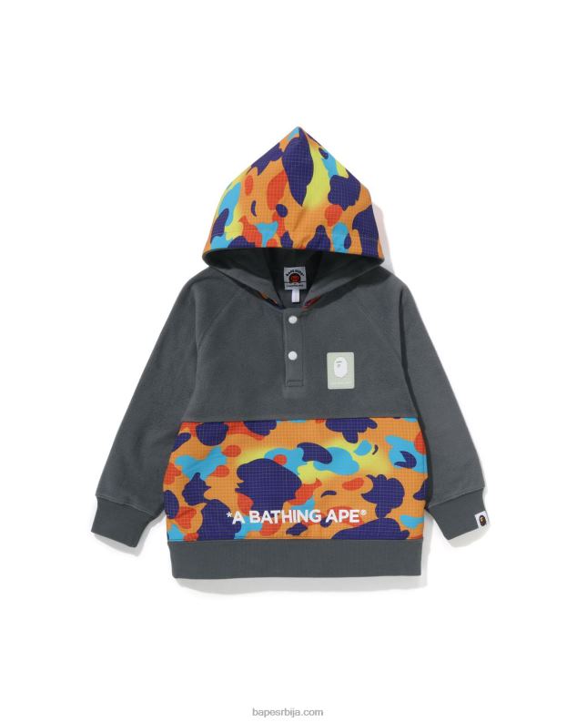 сива клинци A Bathing Ape грид цамо пуловер с капуљачом са полу копчом J42801490