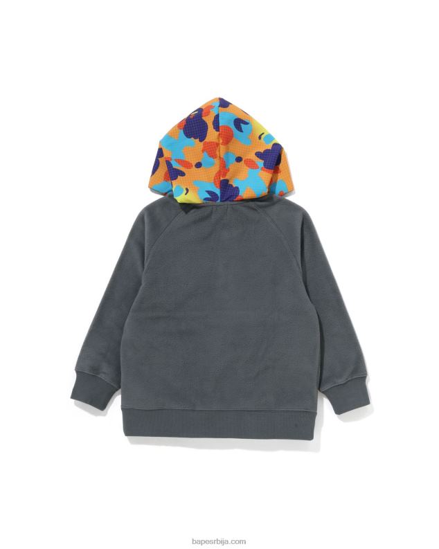 сива клинци A Bathing Ape грид цамо пуловер с капуљачом са полу копчом J42801490