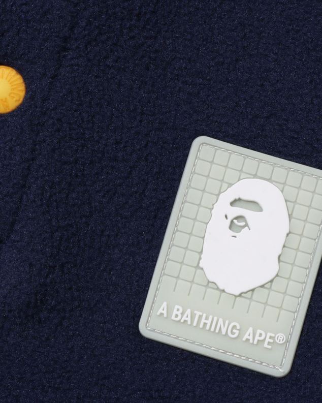 Морнарско плаво клинци A Bathing Ape грид цамо пуловер с капуљачом са полу копчом J42801491