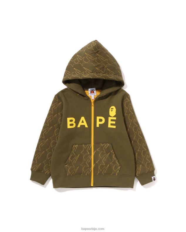 Војничко зелена клинци A Bathing Ape ста прошивена дуксерица са рајсфершлусом J42801544
