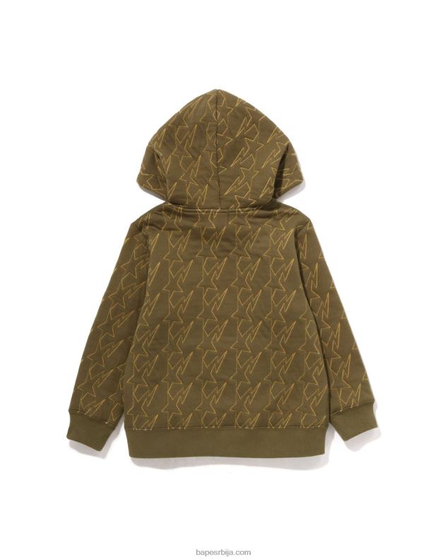 Војничко зелена клинци A Bathing Ape ста прошивена дуксерица са рајсфершлусом J42801544