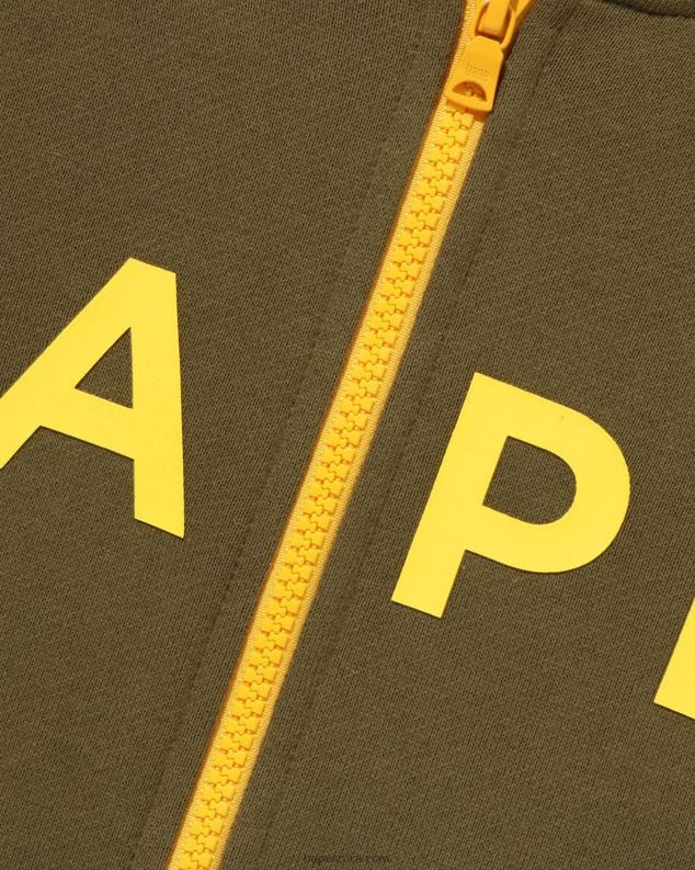 Војничко зелена клинци A Bathing Ape ста прошивена дуксерица са рајсфершлусом J42801544