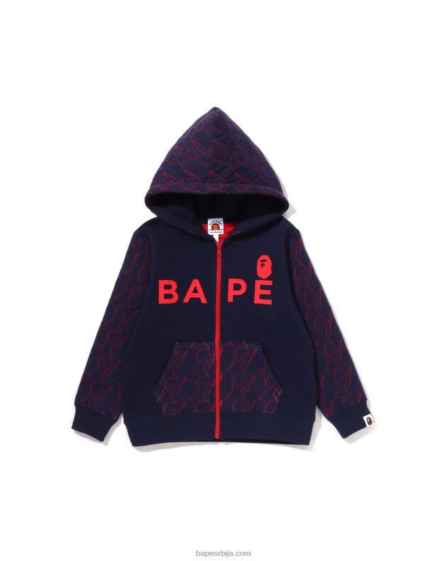 Морнарско плаво клинци A Bathing Ape ста прошивена дуксерица са рајсфершлусом J42801546