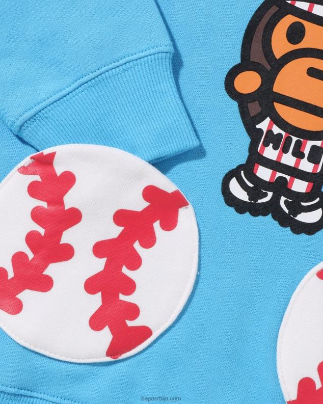 небеско плаветнило клинци A Bathing Ape баби мило бејзбол пуловер с капуљачом J42801555