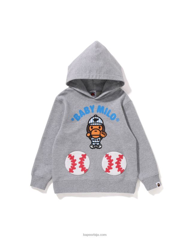 сива клинци A Bathing Ape баби мило бејзбол пуловер с капуљачом J42801556