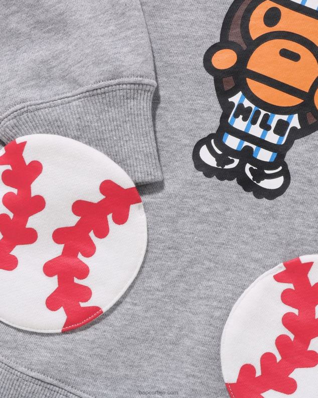 сива клинци A Bathing Ape баби мило бејзбол пуловер с капуљачом J42801556