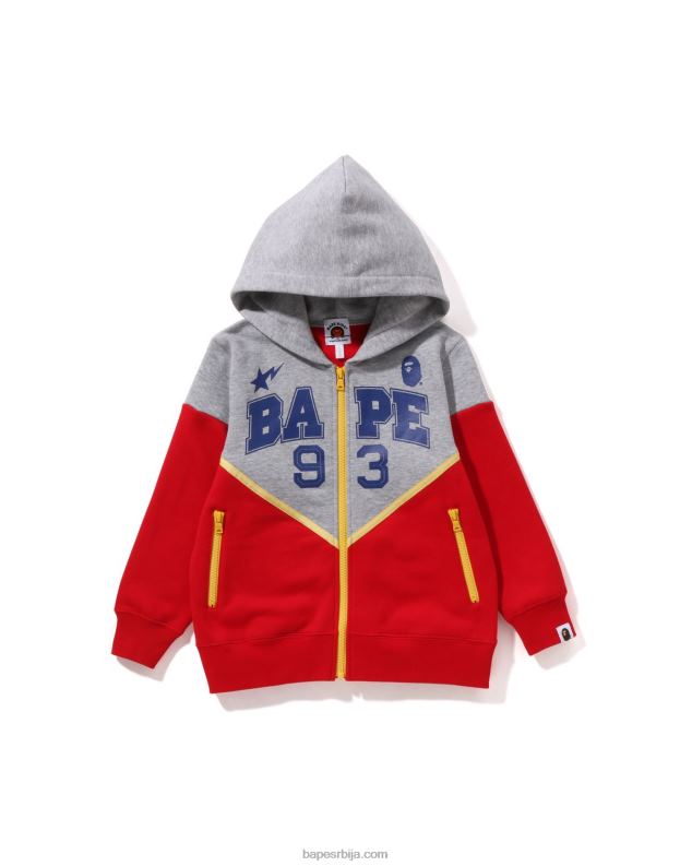 јарко црвена клинци A Bathing Ape дуксерица са рајсфершлусом J42801581