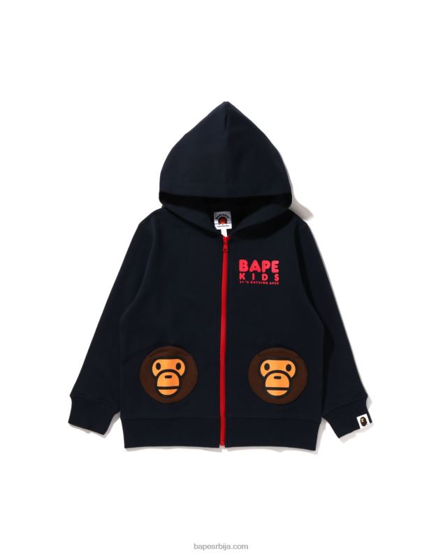 Морнарско плаво клинци A Bathing Ape баби мило дуксерица са џепом J42801625