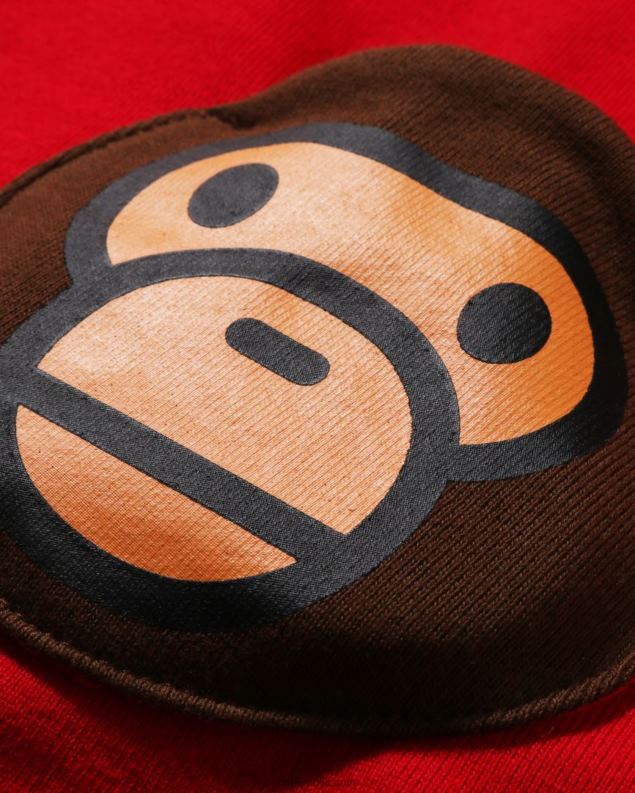 јарко црвена клинци A Bathing Ape баби мило дуксерица са џепом J42801626