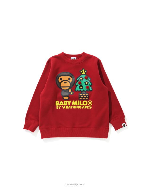 јарко црвена клинци A Bathing Ape баби мило дуксерица божићна јелка J42801786