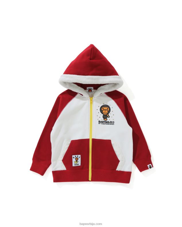 јарко црвена клинци A Bathing Ape баби мило стар дуксерица са рајсфершлусом J42801792