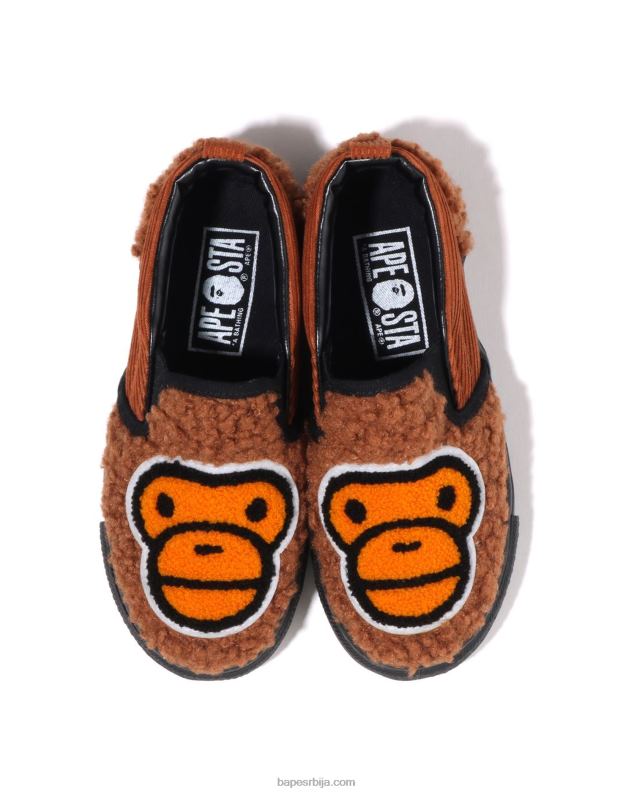 браон клинци A Bathing Ape баби мило боа слип-он J42801522