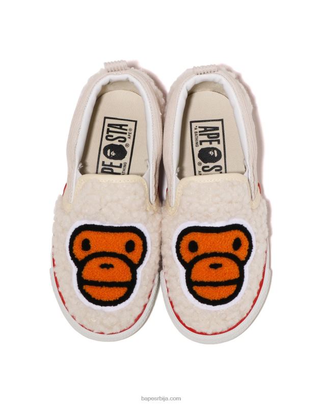 бео клинци A Bathing Ape баби мило боа слип-он J42801523