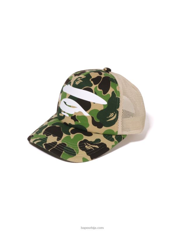 Војничко зелена мушкарци A Bathing Ape абц цамо фаце мрежаста капа J4280403