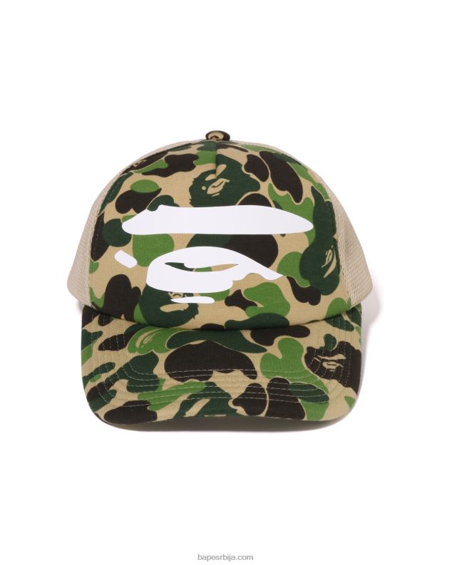 Војничко зелена мушкарци A Bathing Ape абц цамо фаце мрежаста капа J4280403