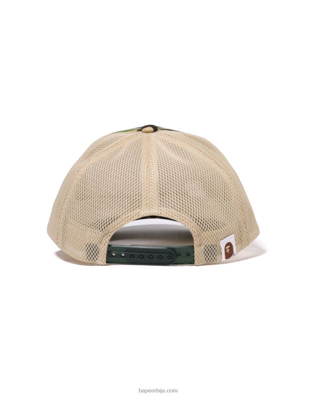 Војничко зелена мушкарци A Bathing Ape абц цамо фаце мрежаста капа J4280403
