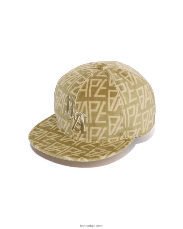 беж мушкарци A Bathing Ape лого монограм капа од велура J4280419