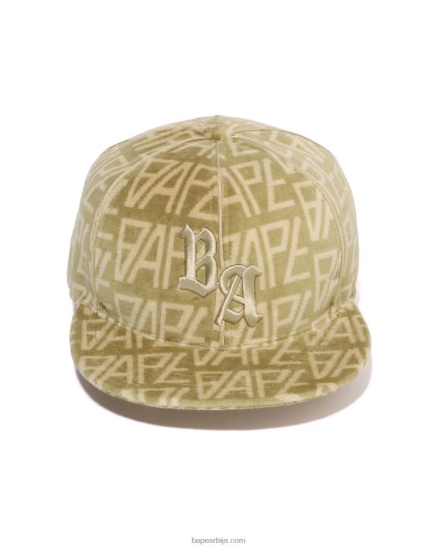 беж мушкарци A Bathing Ape лого монограм капа од велура J4280419