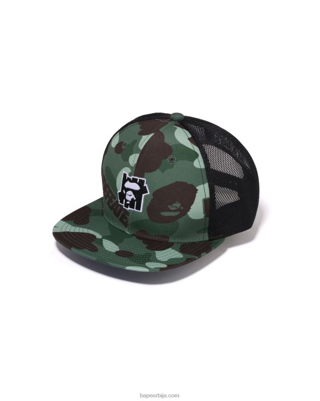 Војничко зелена мушкарци A Bathing Ape к ундфтд боја цамо мрежаста капа J4280516