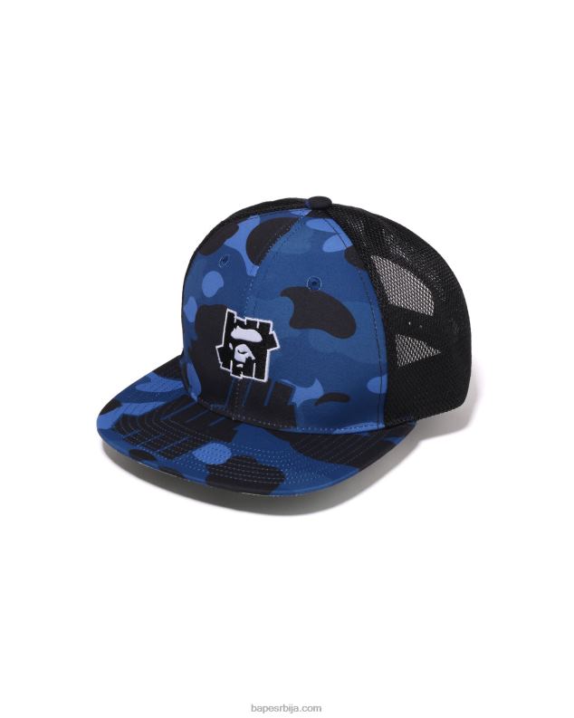 Морнарско плаво мушкарци A Bathing Ape к ундфтд боја цамо мрежаста капа J4280517