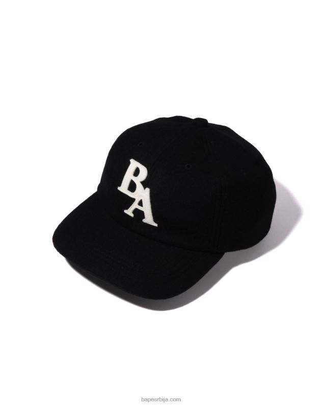 црн мушкарци A Bathing Ape глава мелтон панел капа J4280522