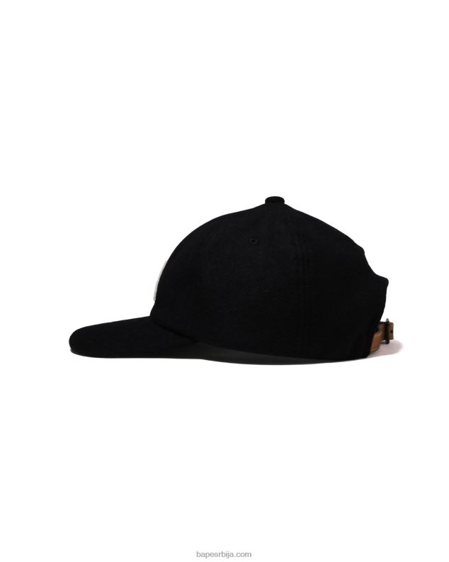 црн мушкарци A Bathing Ape глава мелтон панел капа J4280522