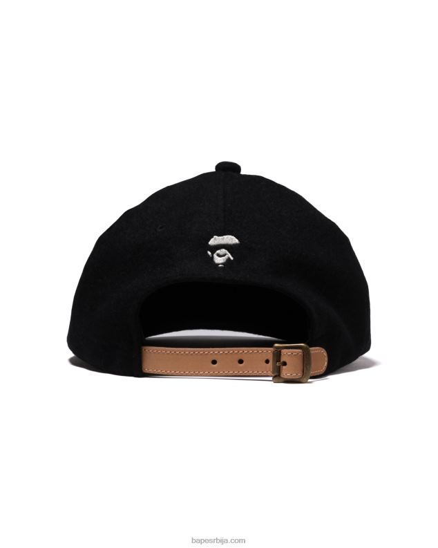 црн мушкарци A Bathing Ape глава мелтон панел капа J4280522