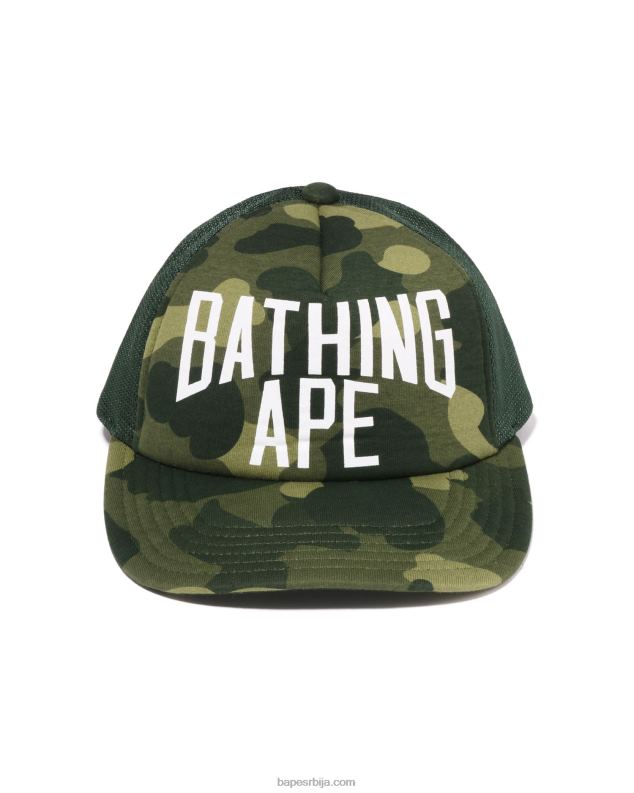 Војничко зелена мушкарци A Bathing Ape боја цамо ниц лого мрежаста капа J4280533