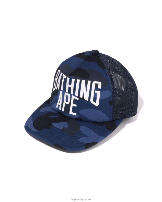Морнарско плаво мушкарци A Bathing Ape боја цамо ниц лого мрежаста капа J4280534