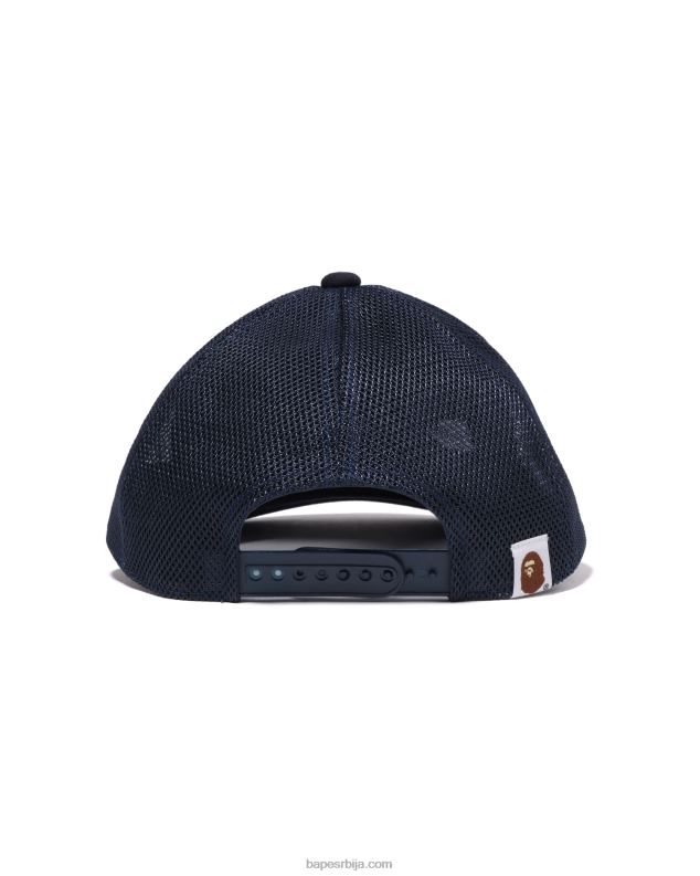Морнарско плаво мушкарци A Bathing Ape боја цамо ниц лого мрежаста капа J4280534