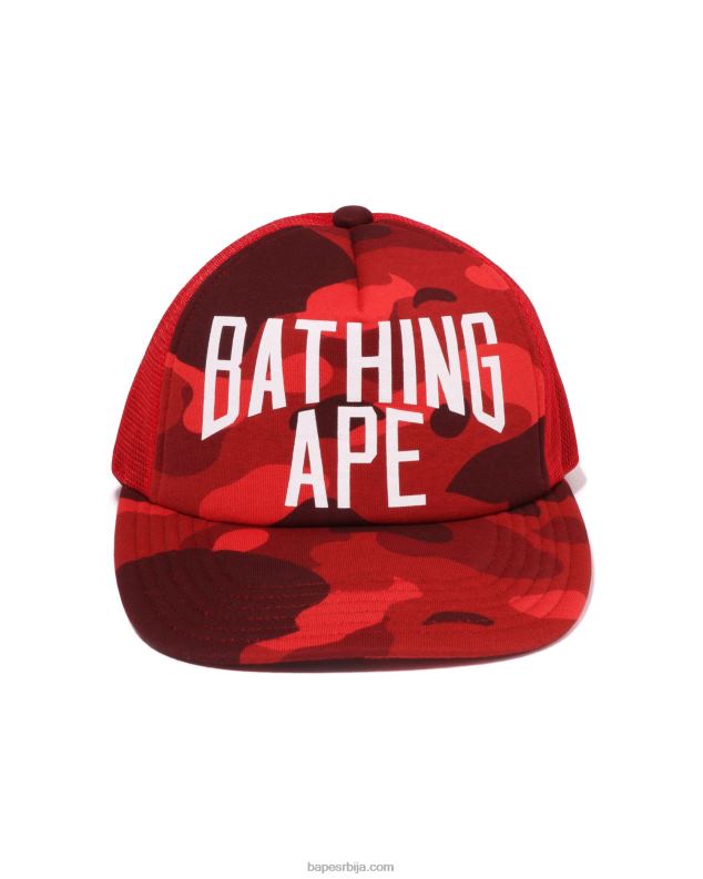 јарко црвена мушкарци A Bathing Ape боја цамо ниц лого мрежаста капа J4280536