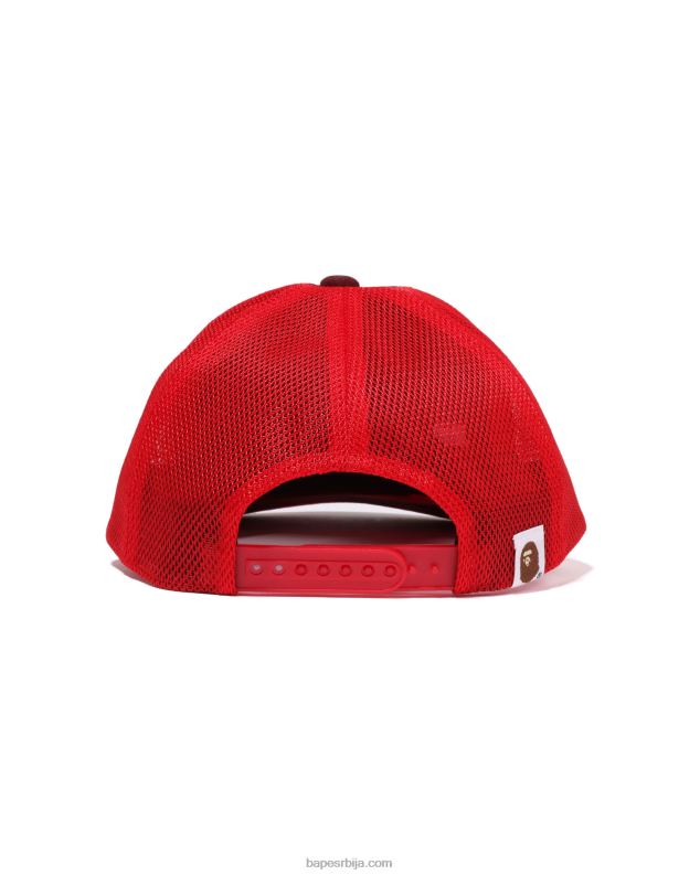 јарко црвена мушкарци A Bathing Ape боја цамо ниц лого мрежаста капа J4280536