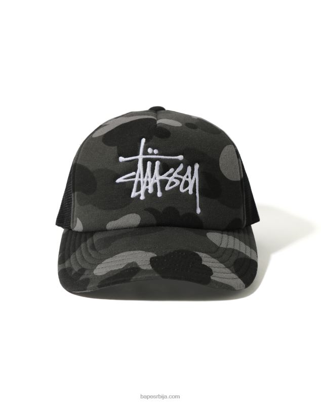 црн мушкарци A Bathing Ape к стусси камионска капа J4280582