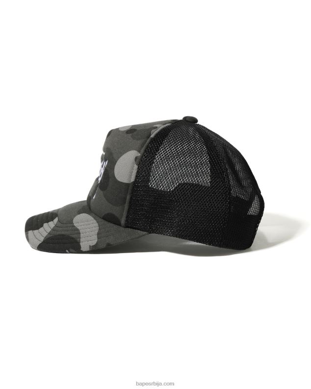 црн мушкарци A Bathing Ape к стусси камионска капа J4280582
