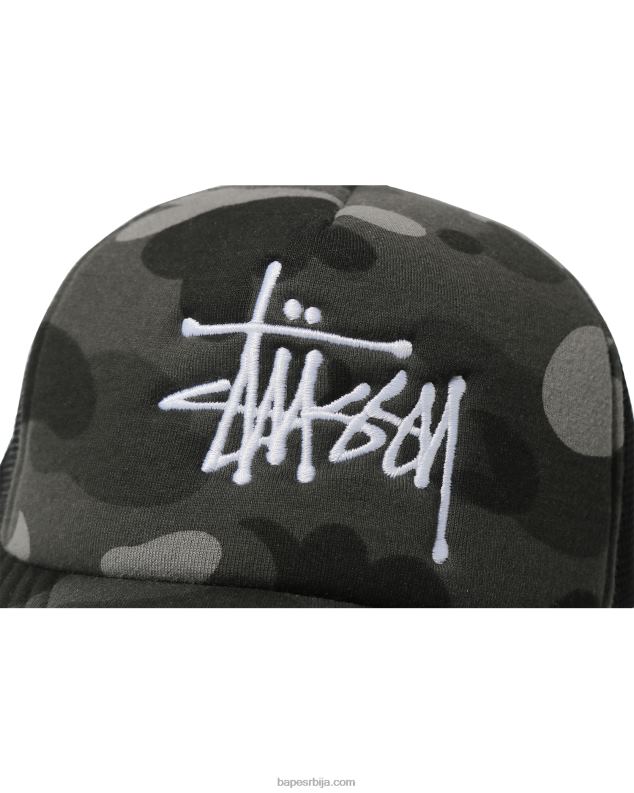 црн мушкарци A Bathing Ape к стусси камионска капа J4280582