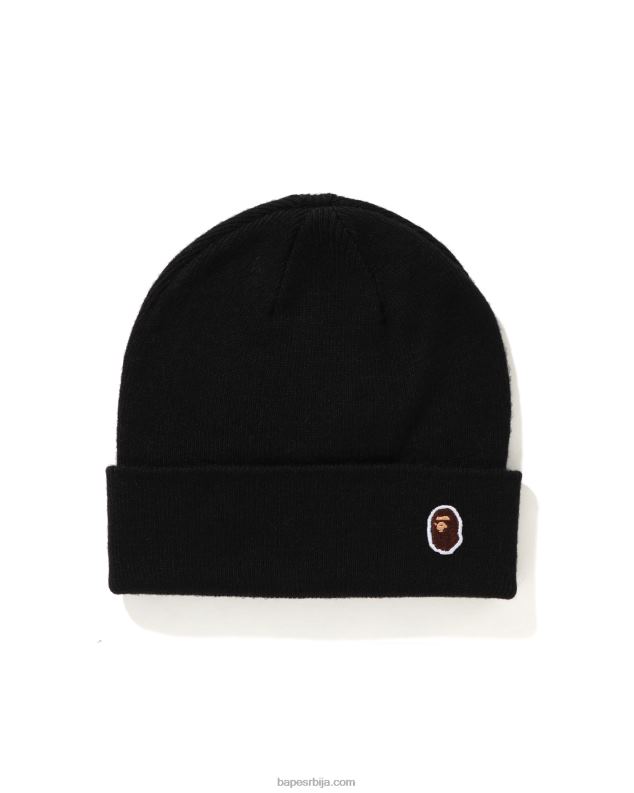 црн мушкарци A Bathing Ape глава једна тачка плетена капа J4280593