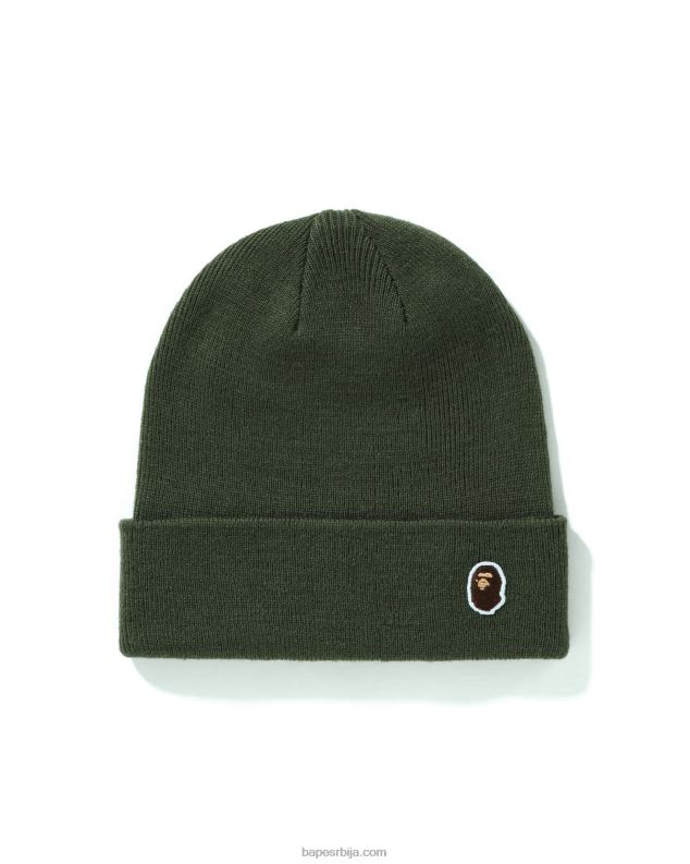Војничко зелена мушкарци A Bathing Ape глава једна тачка плетена капа J4280594
