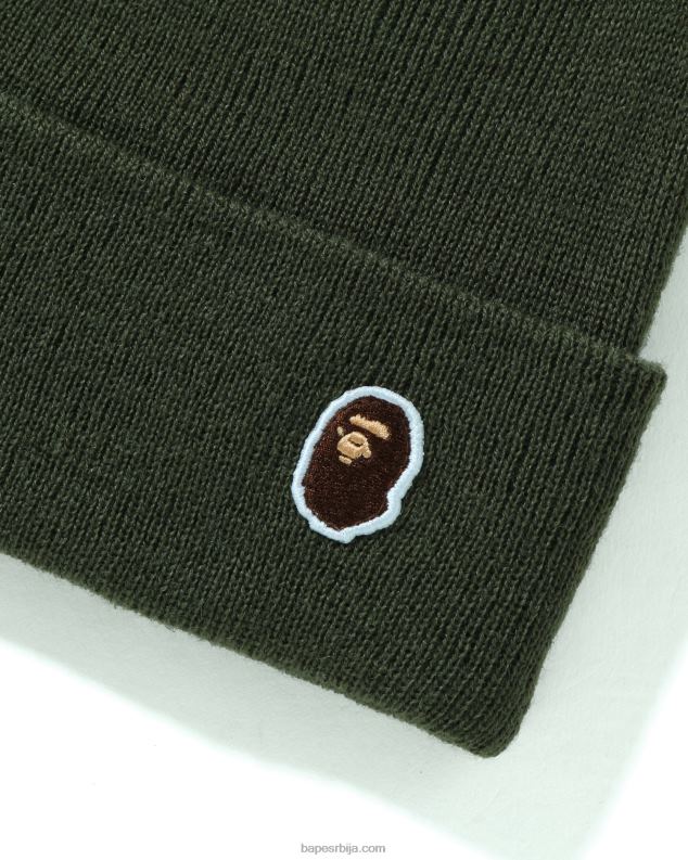 Војничко зелена мушкарци A Bathing Ape глава једна тачка плетена капа J4280594