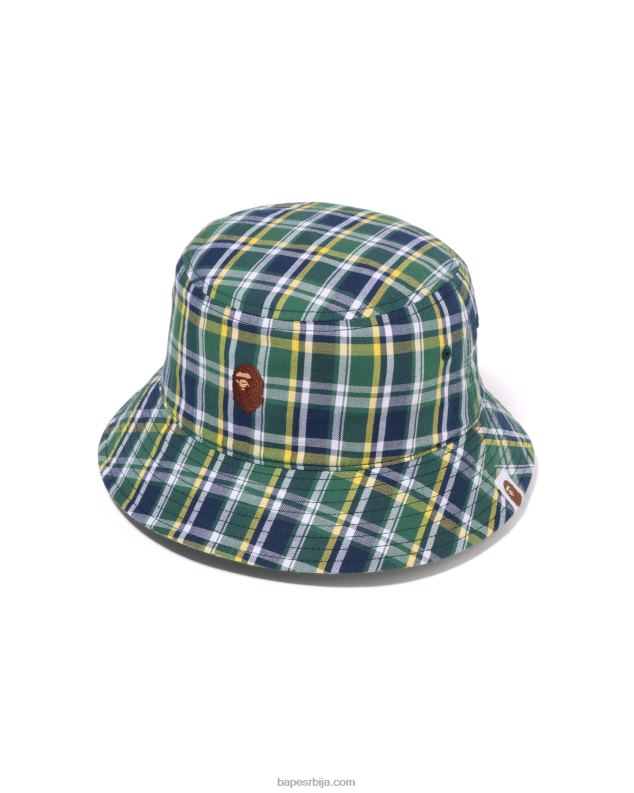 светло зелена мушкарци A Bathing Ape мини чековни шешир J4280598