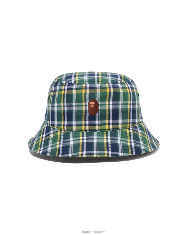 светло зелена мушкарци A Bathing Ape мини чековни шешир J4280598