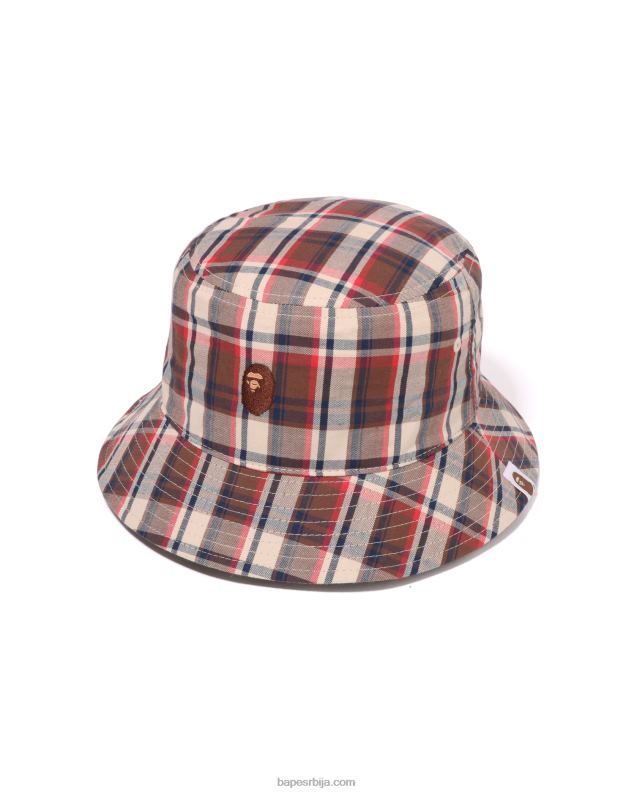 јарко црвена мушкарци A Bathing Ape мини чековни шешир J4280599